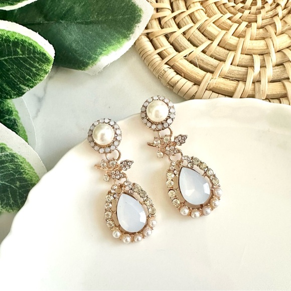 2/$30🌵 Faux Pearl Stone Gold Princesscore Earrings Fairycore Coquette NEW - Picture 1 of 7